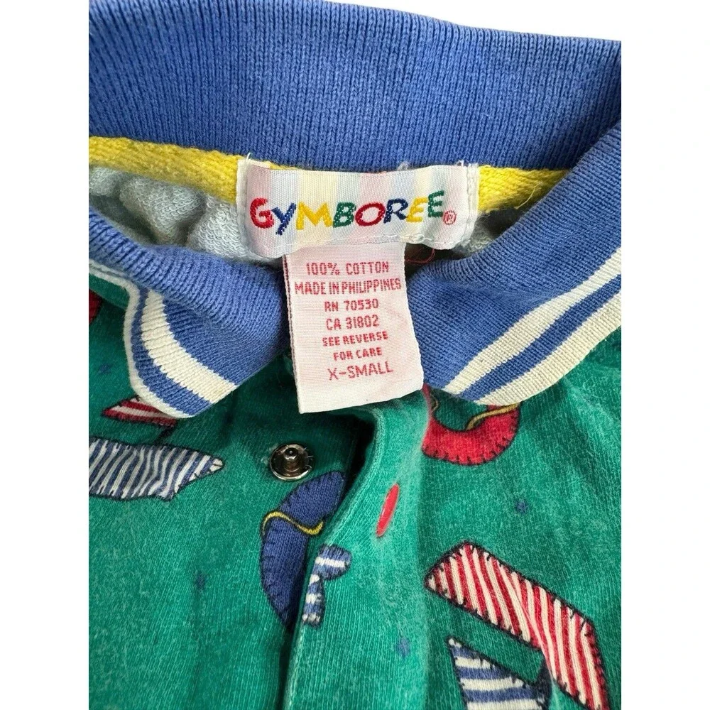 Vintage 90s Gymboree Rainbow Tag size X-Small Fish Nautical Sailboat Romper